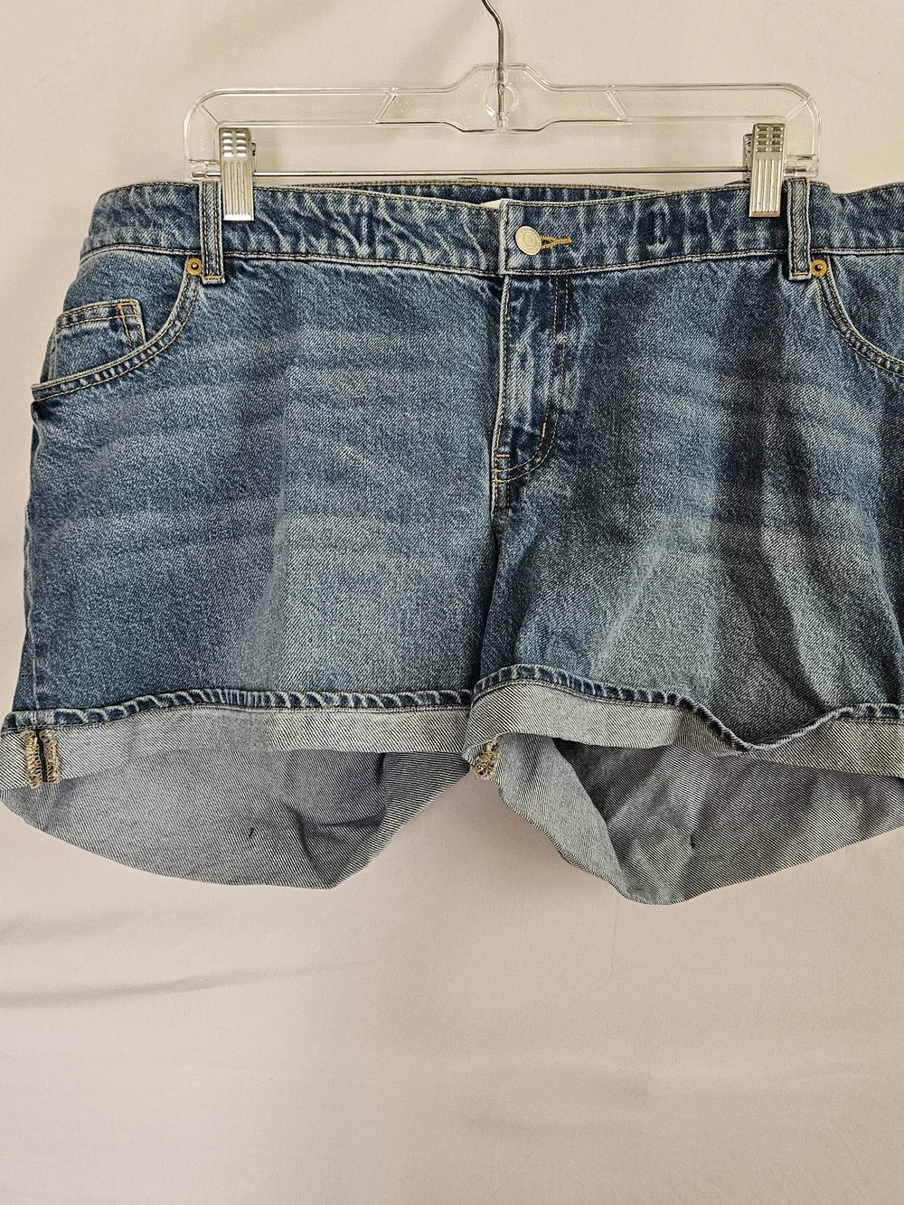 H&M Maternity Cuffed Denim Shorts XL NWT Blue Stretch Comfort Summer Medium Wash